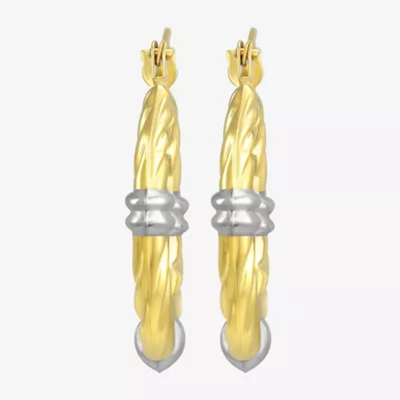 Womens 14K Gold 12mm Oval Hoop Earrings