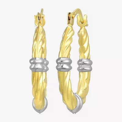 Womens 14K Gold 12mm Oval Hoop Earrings