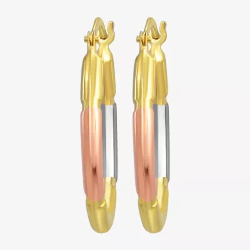 Womens 14K Gold 18mm Oval Hoop Earrings