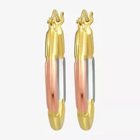Womens 14K Gold 18mm Oval Hoop Earrings