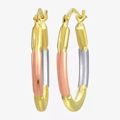 Womens 14K Gold 18mm Oval Hoop Earrings