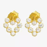 White Cubic Zirconia 14K Gold 12mm Heart Stud Earrings