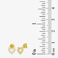 White Cubic Zirconia 14K Gold 12mm Heart Stud Earrings