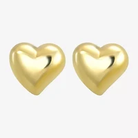14K Gold 11mm Heart Stud Earrings