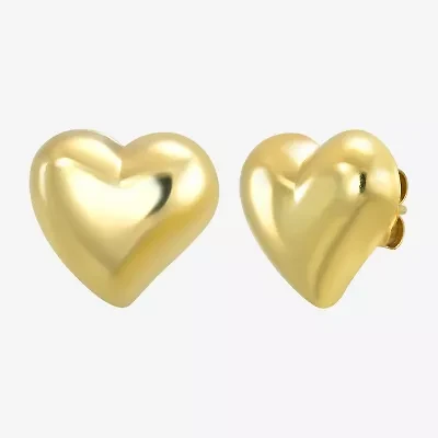 14K Gold 11mm Heart Stud Earrings