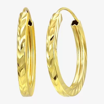 Womens 10K Gold Round Hoop Earrings