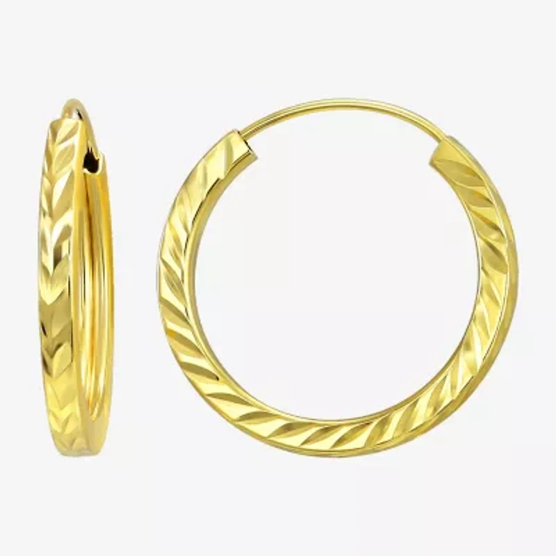 Womens 10K Gold Round Hoop Earrings