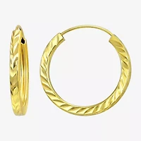 Womens 10K Gold Round Hoop Earrings