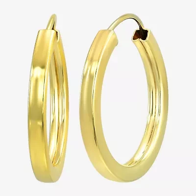 Womens 10K Gold Round Hoop Earrings