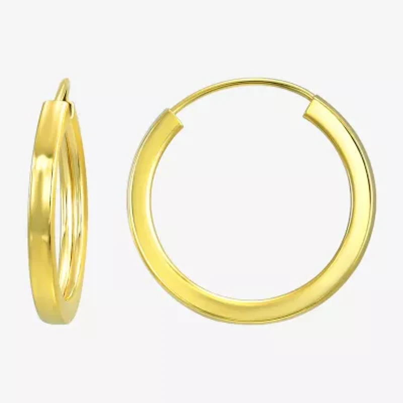 Womens 10K Gold Round Hoop Earrings