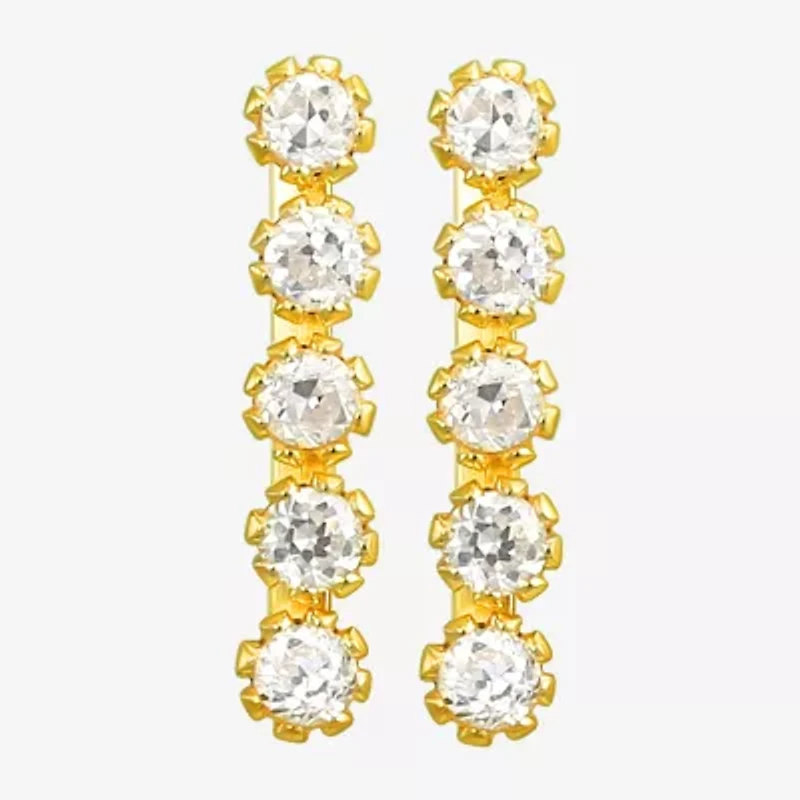 White Cubic Zirconia 10K Gold Stud Earrings
