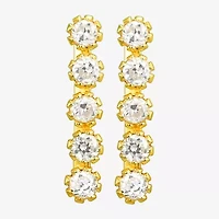 White Cubic Zirconia 10K Gold Stud Earrings