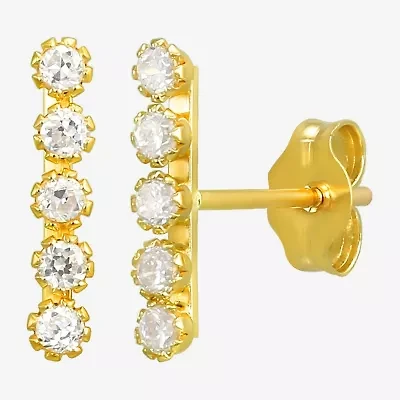 White Cubic Zirconia 10K Gold Stud Earrings