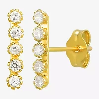 White Cubic Zirconia 10K Gold Stud Earrings