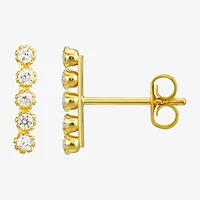 White Cubic Zirconia 10K Gold Stud Earrings