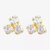 White Cubic Zirconia 10K Gold 6mm Stud Earrings