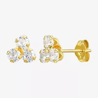 White Cubic Zirconia 10K Gold 6mm Stud Earrings