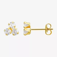 White Cubic Zirconia 10K Gold 6mm Stud Earrings