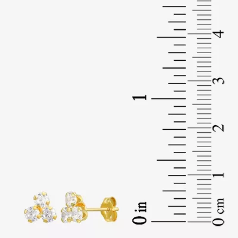 White Cubic Zirconia 10K Gold 6mm Stud Earrings