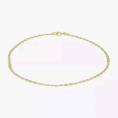 Made in Italy Womens 10K Gold 10 Inch Hollow Ankle Bracelet