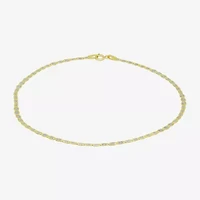 Made in Italy Womens 10K Gold 10 Inch Hollow Ankle Bracelet