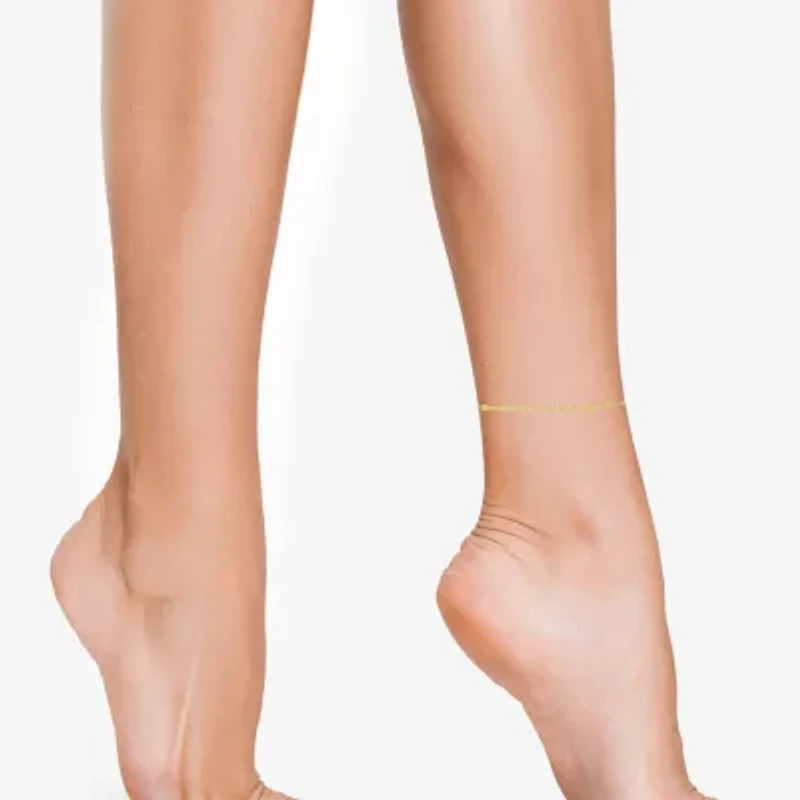 Womens 10K Gold 9 Inch Hollow Link Ankle Bracelet