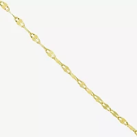 Womens 10K Gold 9 Inch Hollow Link Ankle Bracelet