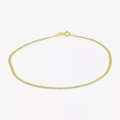 Made in Italy Womens 10K Gold 10 Inch Hollow Ankle Bracelet