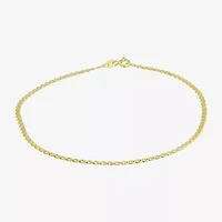 Made in Italy Womens 10K Gold 10 Inch Hollow Ankle Bracelet