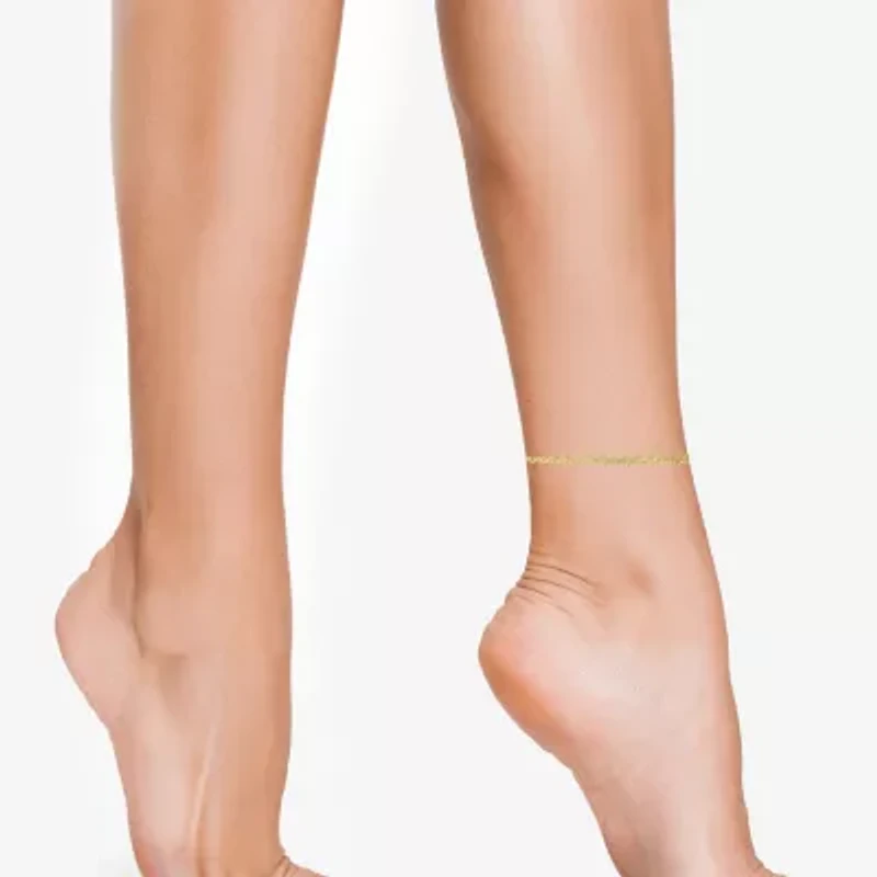 Made in Italy Womens 10K Gold 10 Inch Hollow Ankle Bracelet