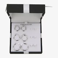 Womens Sterling Silver Round 6 Pair Earring Set