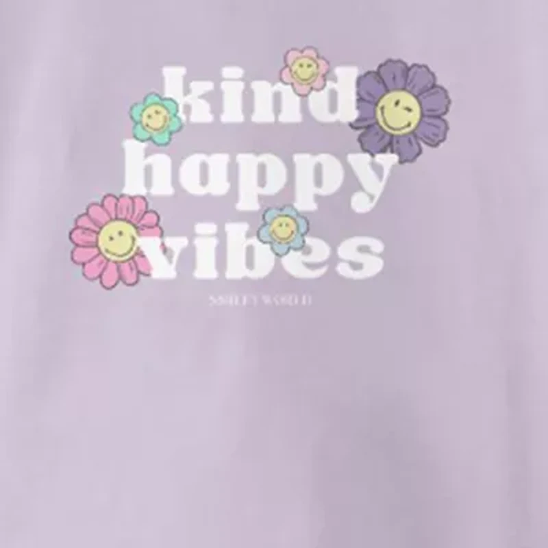Smiley Big Kid Girls Crew Neck Short Sleeve Regular Fit Graphic T-Shirt
