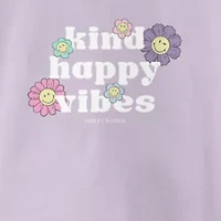 Smiley Big Kid Girls Crew Neck Short Sleeve Regular Fit Graphic T-Shirt