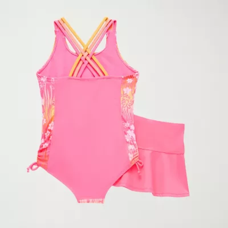 ZeroXposur Big Kid Girls Tie Dye Plus One Piece Swimsuit