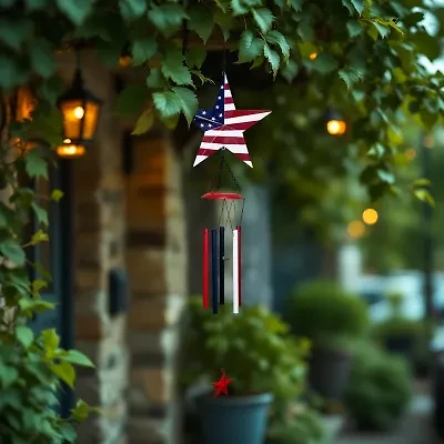 Northlight 36" Stars And Stripes Outdoor Garden Wind Chime