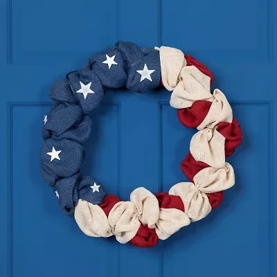 Northlight 20" Stars And Stripes Small Burlap - Unlit Wreath