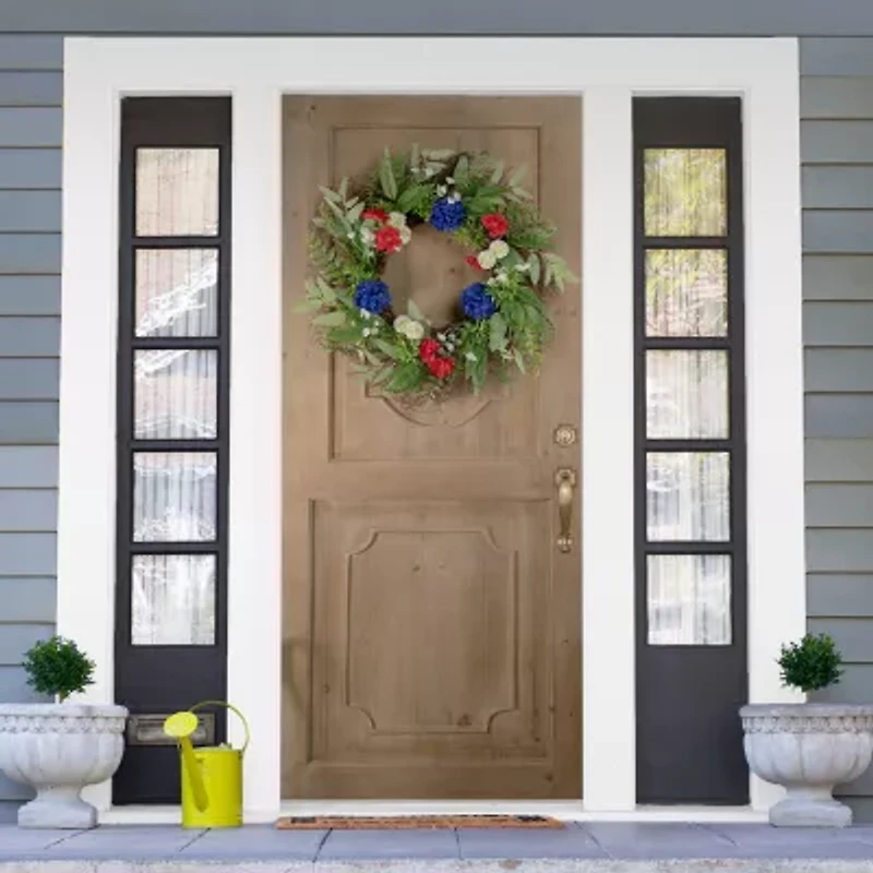 Northlight 24" Buttonbush And Carnation Floral Wreath