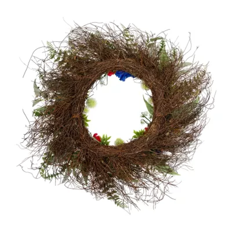 Northlight 24" Buttonbush And Carnation Floral Wreath