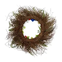 Northlight 24" Buttonbush And Carnation Floral Wreath