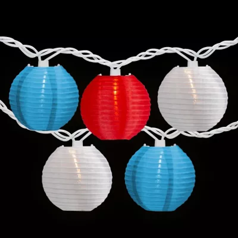 Northlight 8.5ft Paper Lantern Patio Set - Red White And Blue String Lights