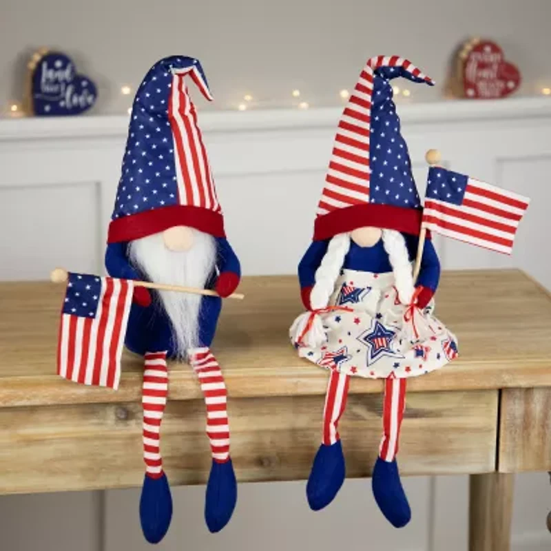 Northlight 21.25" Stars And Stripes With Dangling Legs 2-pc. Gnome