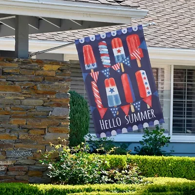Northlight 28" Hello Summer Ice Pop Outdoor House Flags