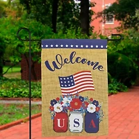 Northlight 18" Floral Mason Jars "Welcome" Outdoor Garden Flag
