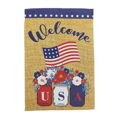 Northlight 18" Floral Mason Jars "Welcome" Outdoor Garden Flag