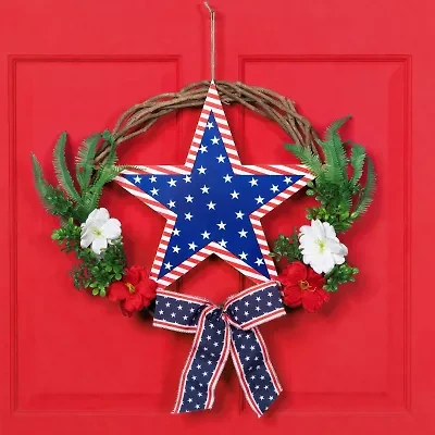 Northlight 24" Star Floral Twig Wreath