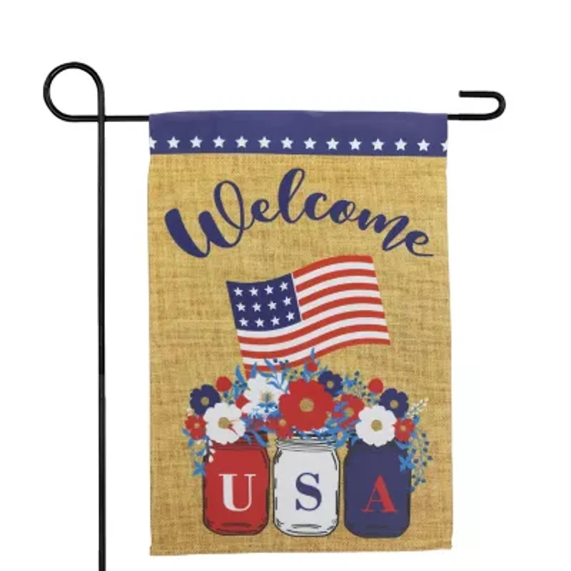 Northlight 18" Floral Mason Jars "Welcome" Outdoor Garden Flag