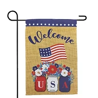 Northlight 18" Floral Mason Jars "Welcome" Outdoor Garden Flag