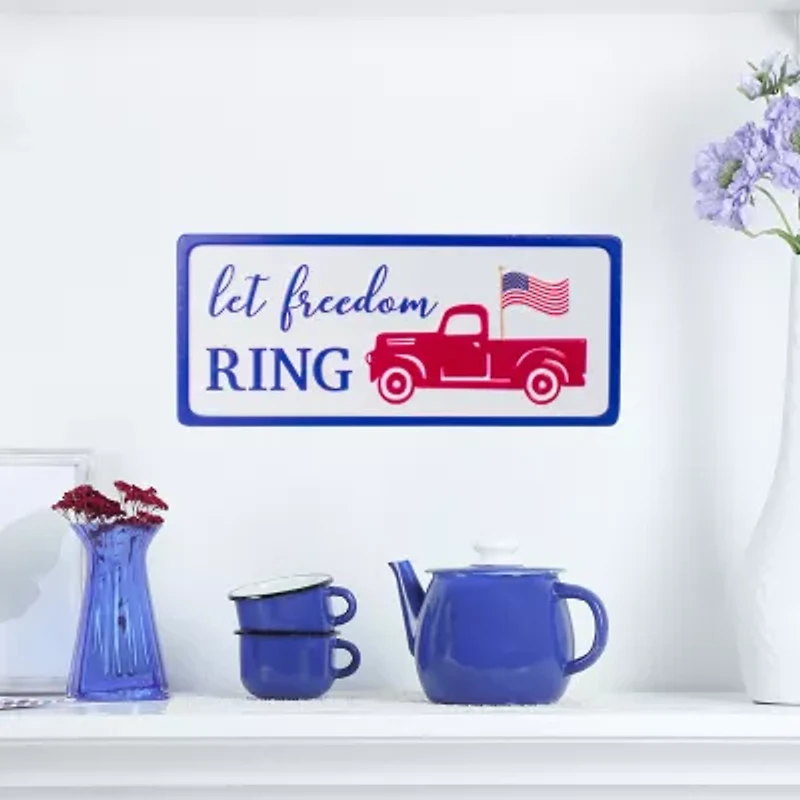 Northlight 12" Metal "Let Freedom Ring" Wall With Truck Wall Sign