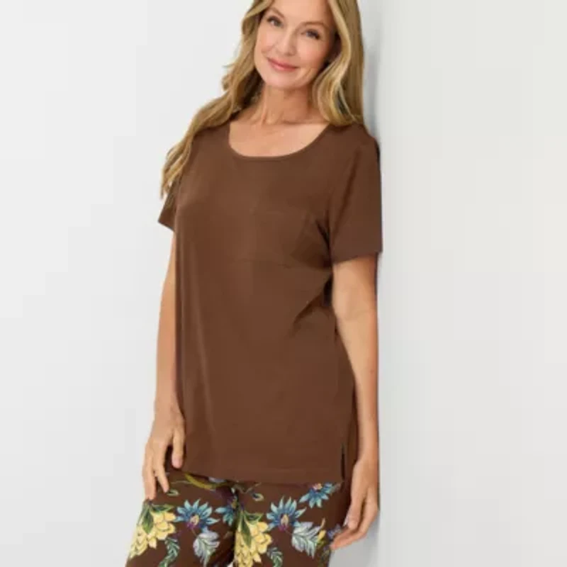 Liz Claiborne Womens Short Sleeve 2-pc. Pajama Set