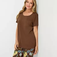 Liz Claiborne Womens Short Sleeve 2-pc. Pajama Set